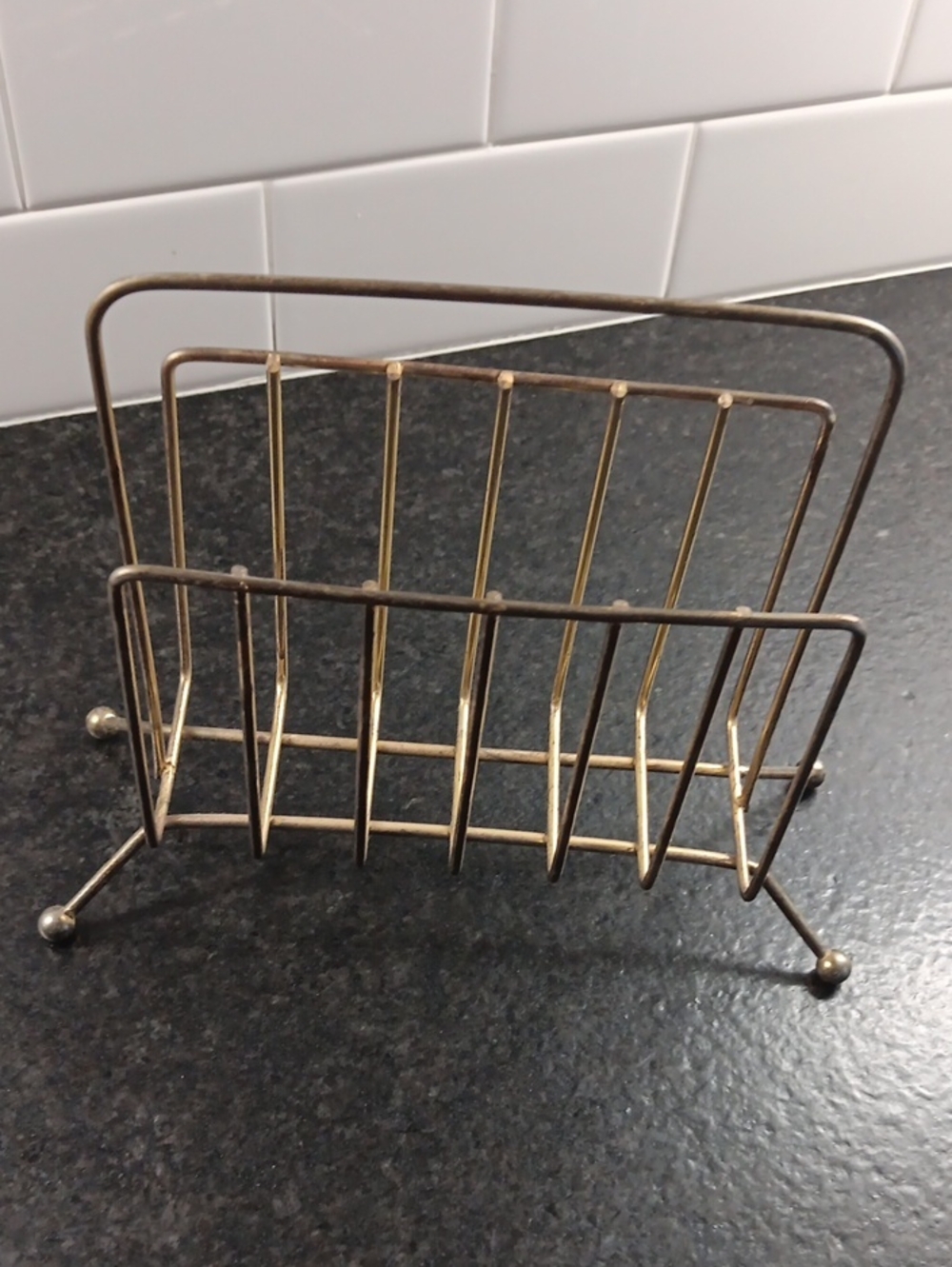 Brass Tone File Organizer Rack - Home Office